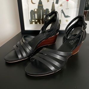 Franco Sarto leather upper sandals with ankle strap.